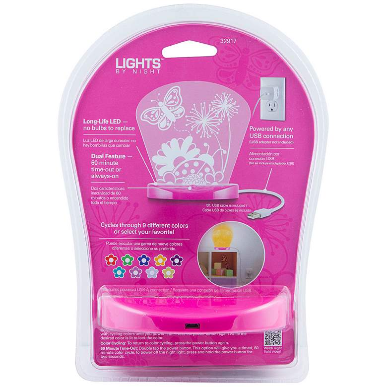 Image 6 Butterfly Pink Color-Changing Tabletop LED Night Light more views