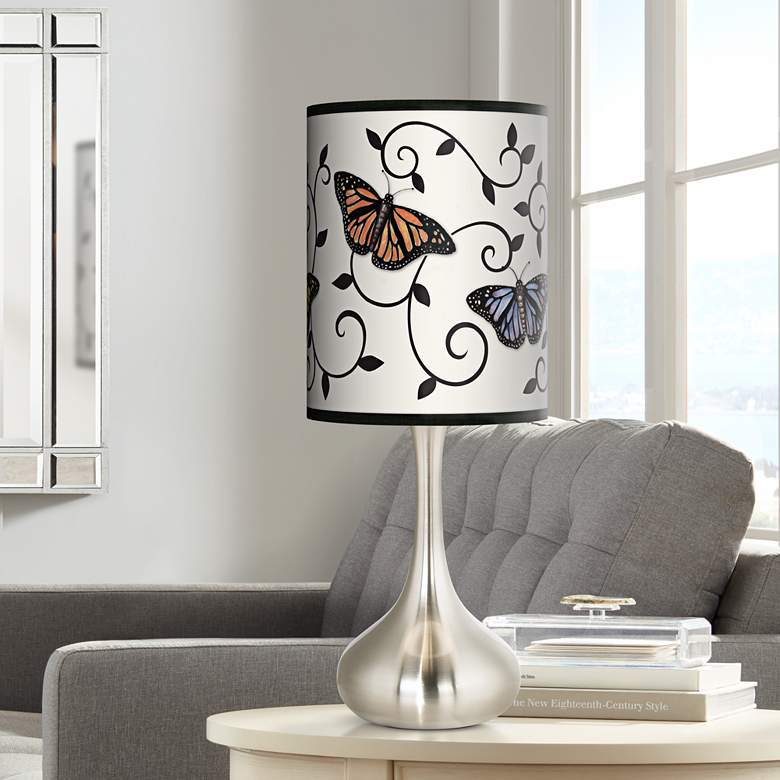 Image 1 Butterfly Scroll Giclee Droplet Table Lamp