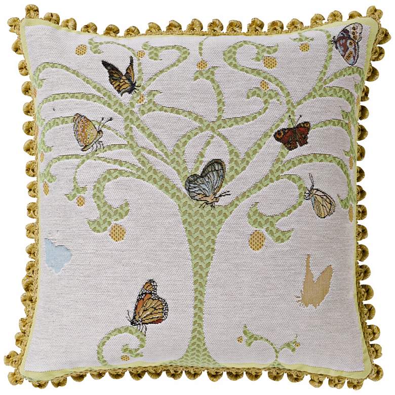 Image 1 Butterfly Tree White 19 inch Square Pillow
