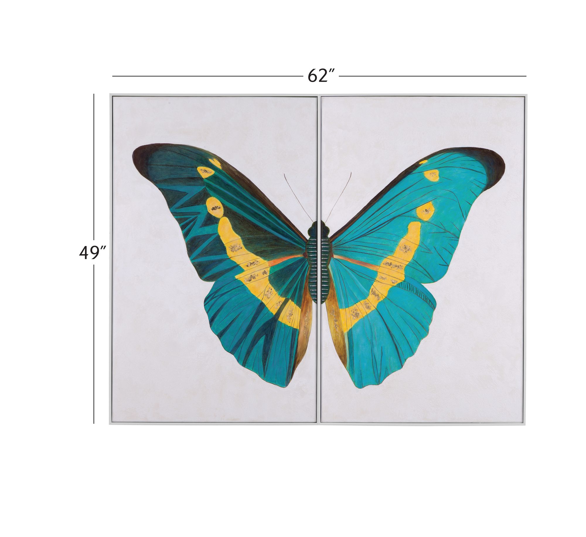 Image 3 Butterfly Wings 2 Piece Set Blue Canvas Wall Art more views