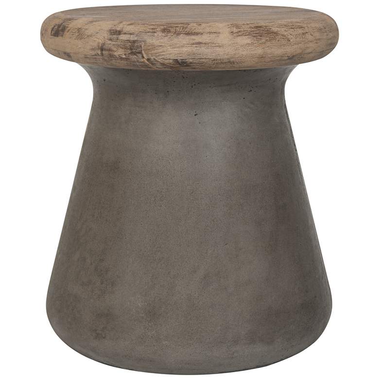 Image 2 Button Dark Gray Concrete Round Indoor-Outdoor Accent Table
