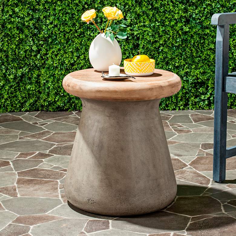 Image 1 Button Dark Gray Concrete Round Indoor-Outdoor Accent Table