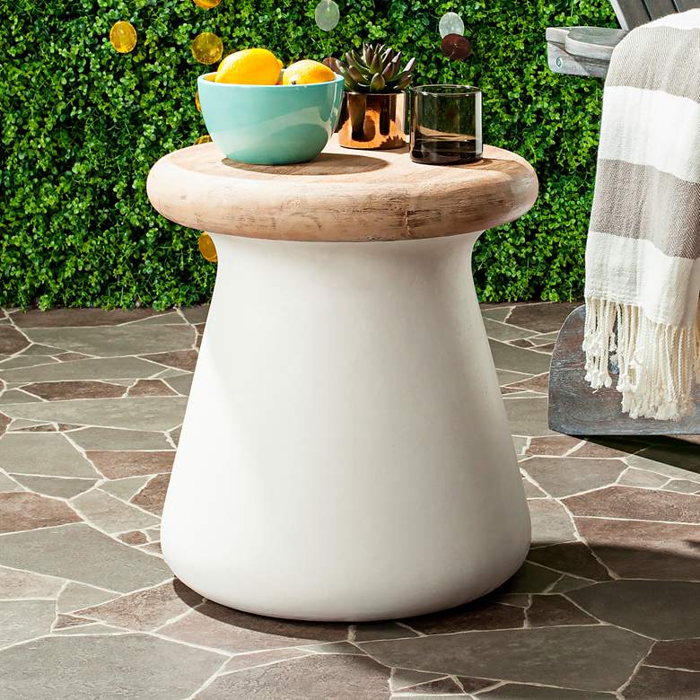 Image 1 Button Ivory Concrete Round Indoor-Outdoor Accent Table