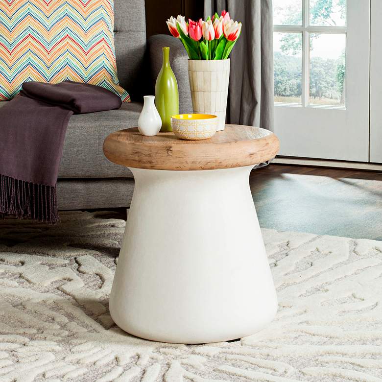 Image 4 Button Ivory Concrete Round Indoor-Outdoor Accent Table more views