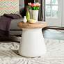 Button Ivory Concrete Round Indoor-Outdoor Accent Table
