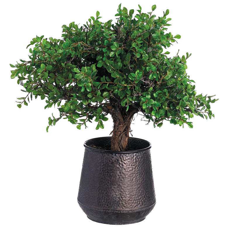 Image 1 Button Leaf Tree 27 inch High Potted Faux Flower Arrangement