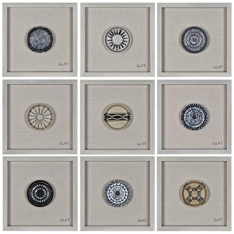 Image 1 Buttons 16 inch Square Aboriginal Patterns Framed Wall Art
