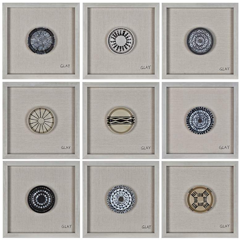 Image 1 Buttons 16" Square Aboriginal Patterns Framed Wall Art