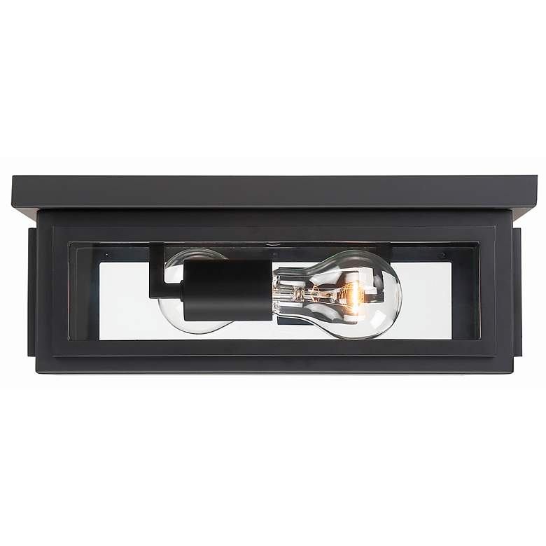 Image 1 Byron 12 3/4" Wide Matte Black 2-Light Outdoor Ceiling Light