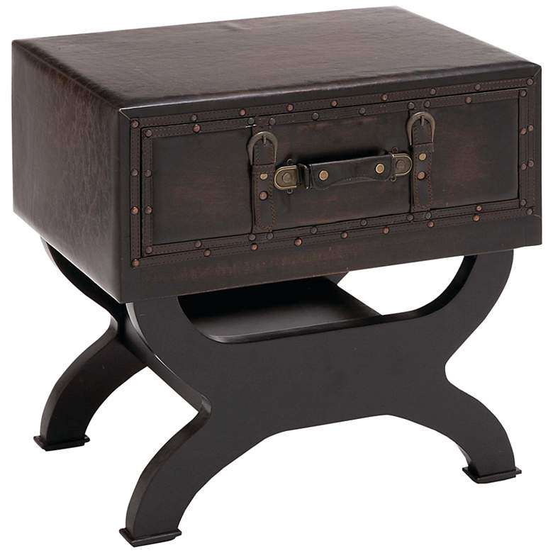 Image 2 Byron 22" Wide Black Brown Wood 1-Drawer Accent End Table
