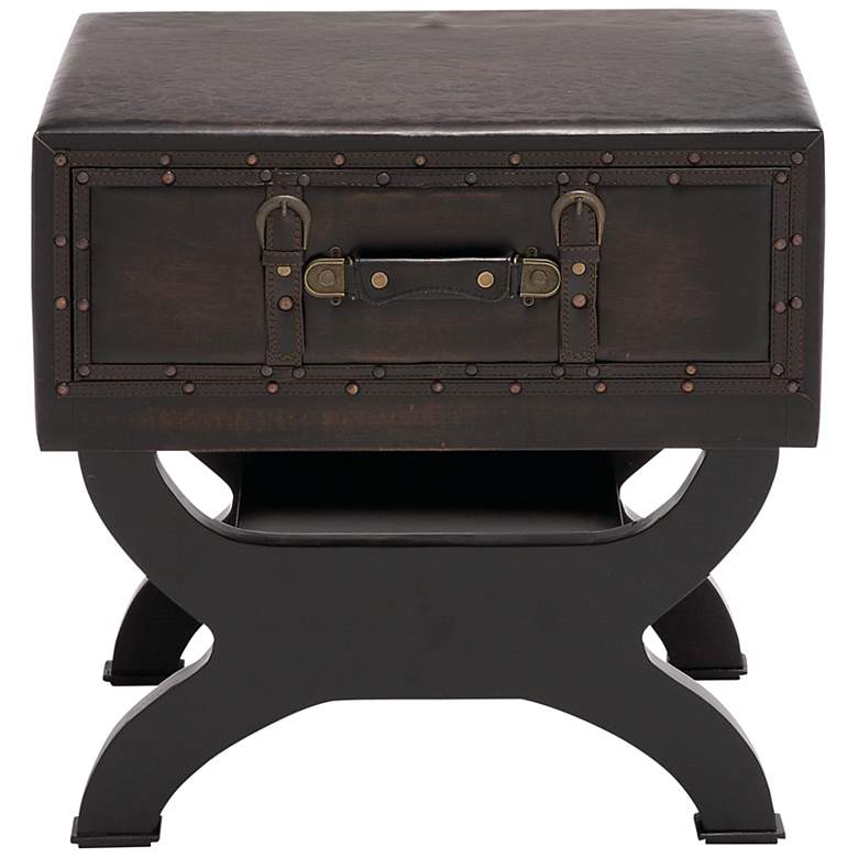 Image 4 Byron 22" Wide Black Brown Wood 1-Drawer Accent End Table more views