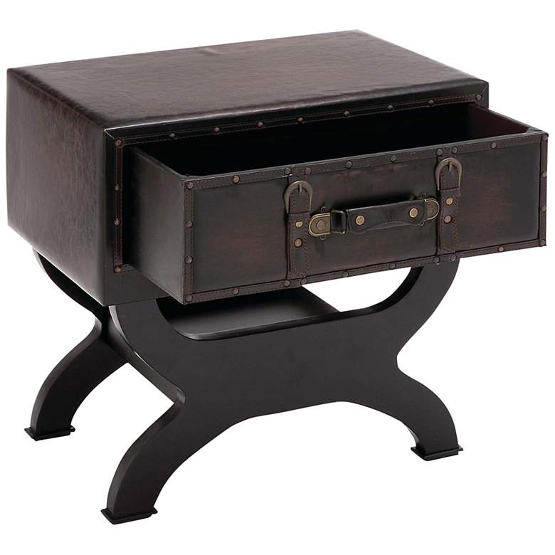 Image 5 Byron 22" Wide Black Brown Wood 1-Drawer Accent End Table more views