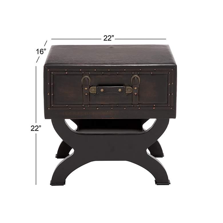 Image 6 Byron 22" Wide Black Brown Wood 1-Drawer Accent End Table more views