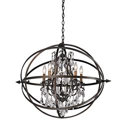 Byron 27 1/4&quot; Vintage Bronze And Crystal Chandelier