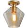 Byron 8 3/4" Wide Gold Metal and Glass Ceiling Light