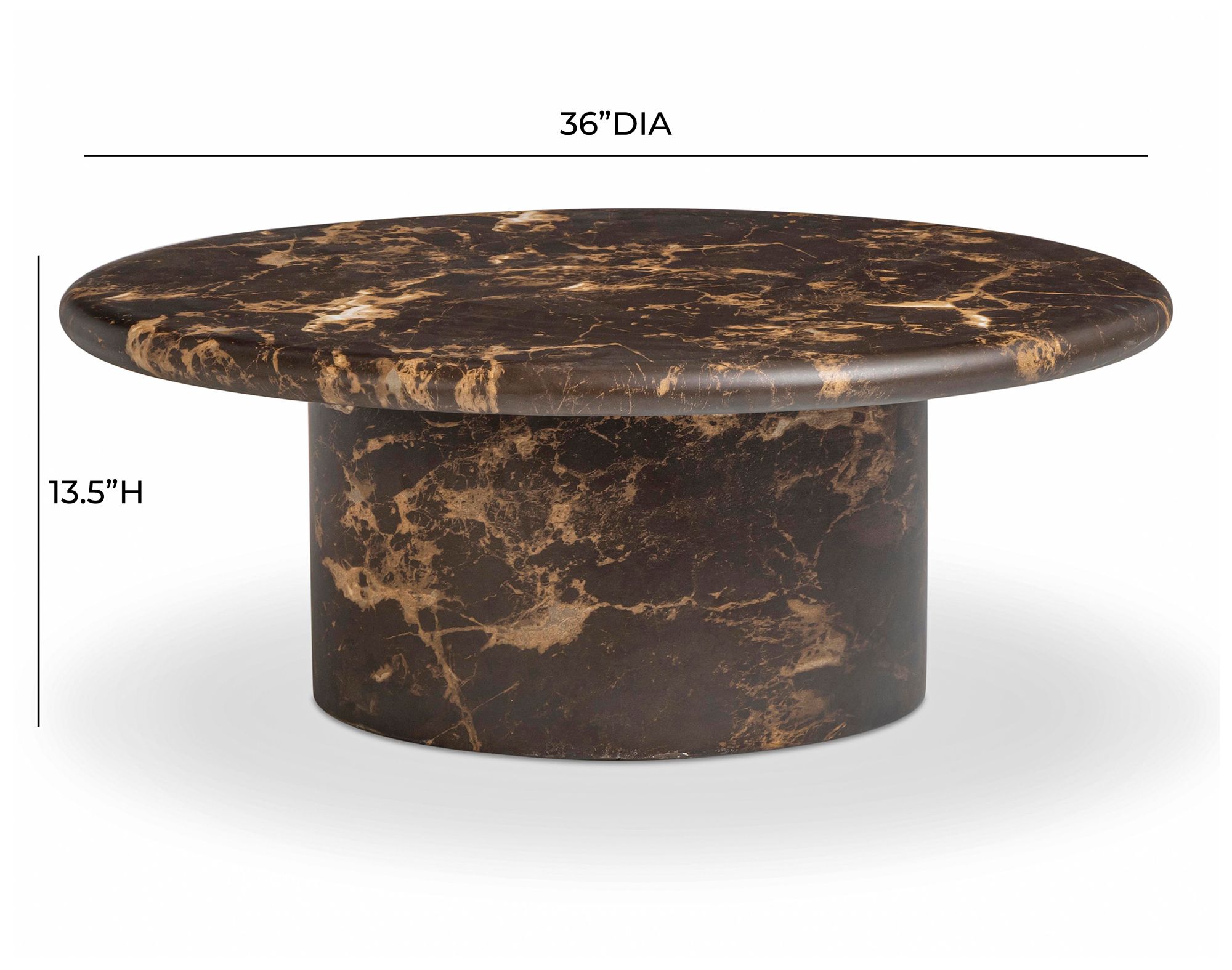 Image 6 Byron Dark Synthetic Marble in Concrete Indoor/ Outdoor Coffee Table more views