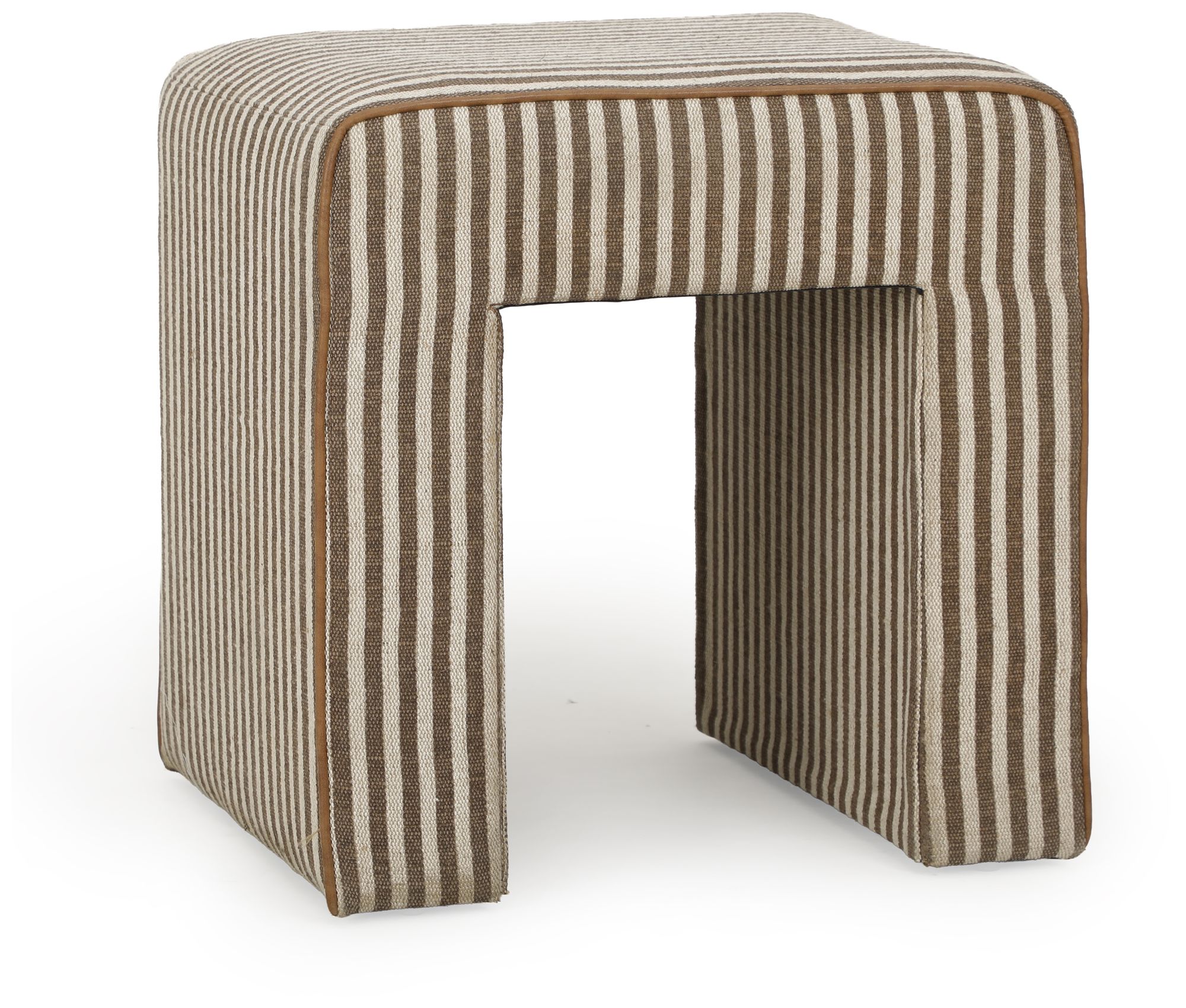 Image 2 Byron Square Brown Stripe Cotton Jute Ottoman more views