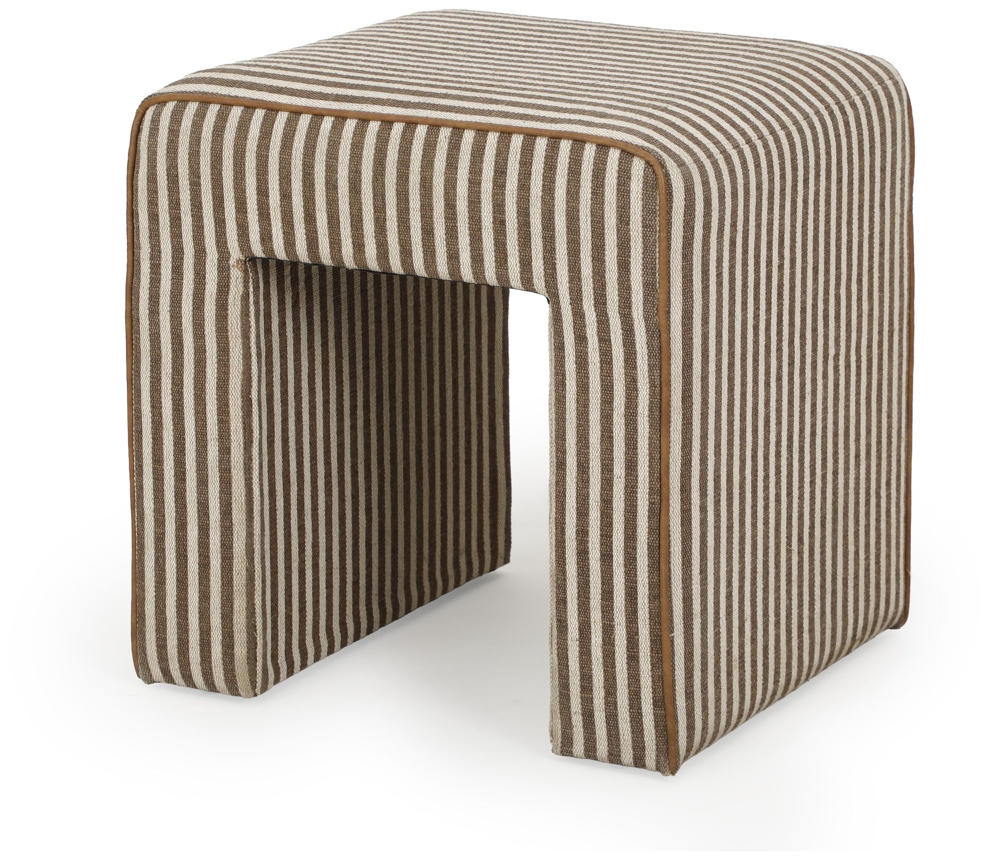 Image 3 Byron Square Brown Stripe Cotton Jute Ottoman more views