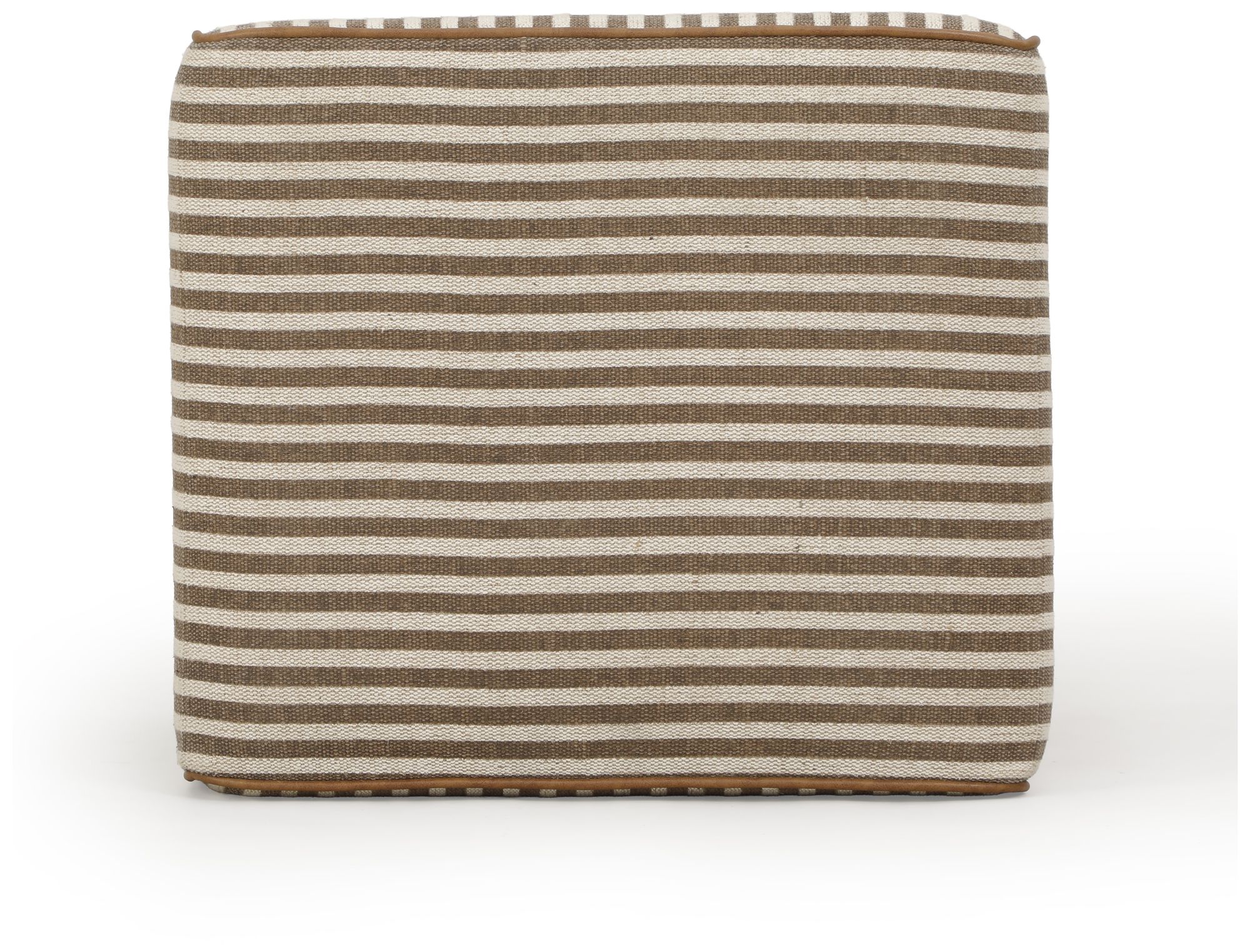 Image 4 Byron Square Brown Stripe Cotton Jute Ottoman more views