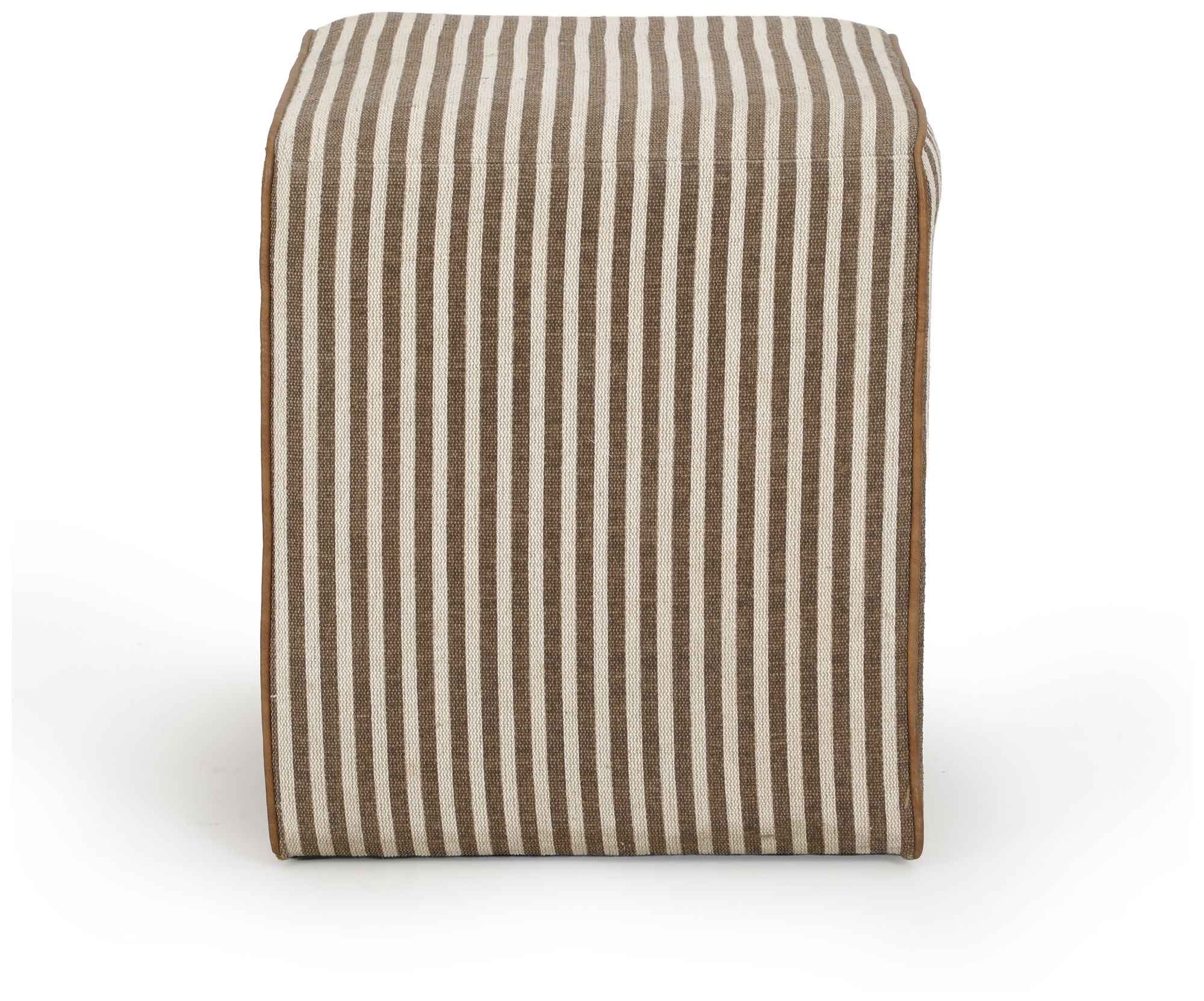 Image 5 Byron Square Brown Stripe Cotton Jute Ottoman more views