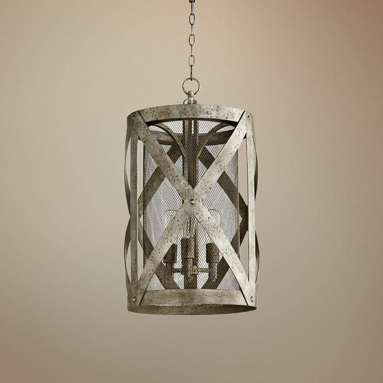 Image 1 Byzantine 15"W Graphite 3-Light Double Drum Pendant
