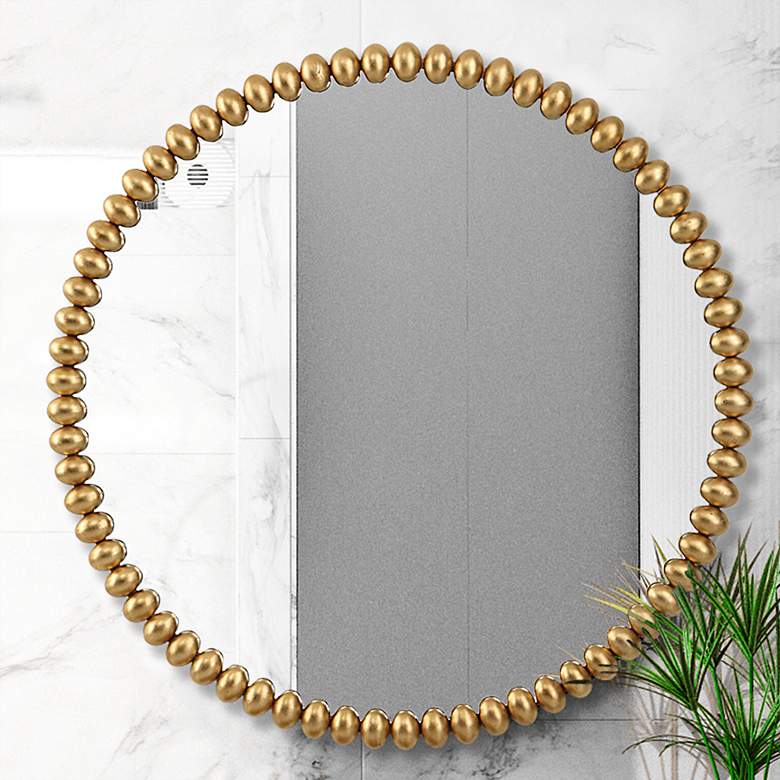 Image 2 Byzantine Gold Leaf 41 1/4" Round Oversized Wall Mirror