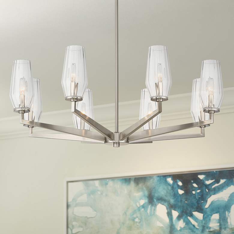 Image 1 Byzantium 35 inch Wide Brushed Nickel 8-Light Chandelier