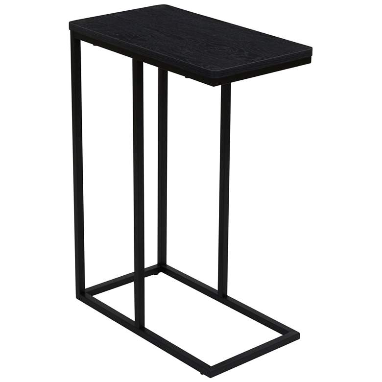 Image 2 C-Shaped Side End Table, Black Oak Wood Grain and Black Metal
