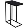 2_C-Shaped Side End Table, Black Oak Wood Grain and Black Metal