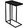 C-Shaped Side End Table, Black Oak Wood Grain and Black Metal
