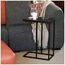 3_C-Shaped Side End Table, Black Oak Wood Grain and Black Metal more views