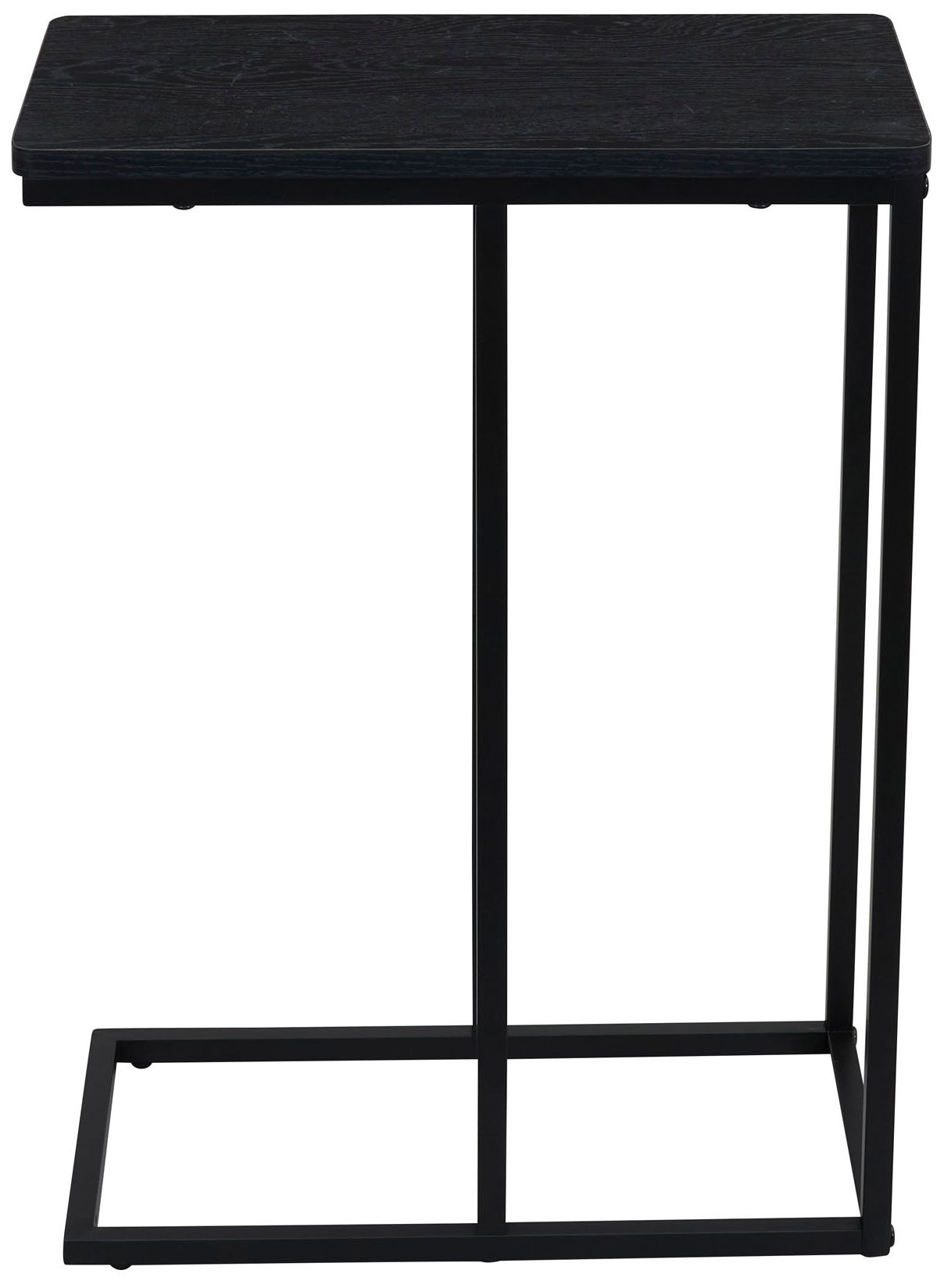Image 6 C-Shaped Side End Table, Black Oak Wood Grain and Black Metal more views