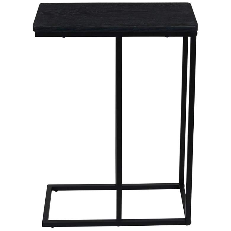Image 6 C-Shaped Side End Table, Black Oak Wood Grain and Black Metal more views
