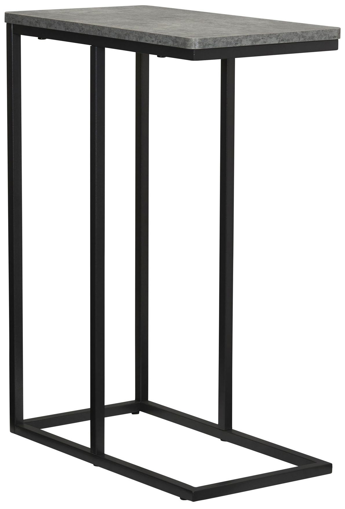 Image 2 C-Shaped Side End Table, Rustic Texture, Slate Concrete and Black Metal