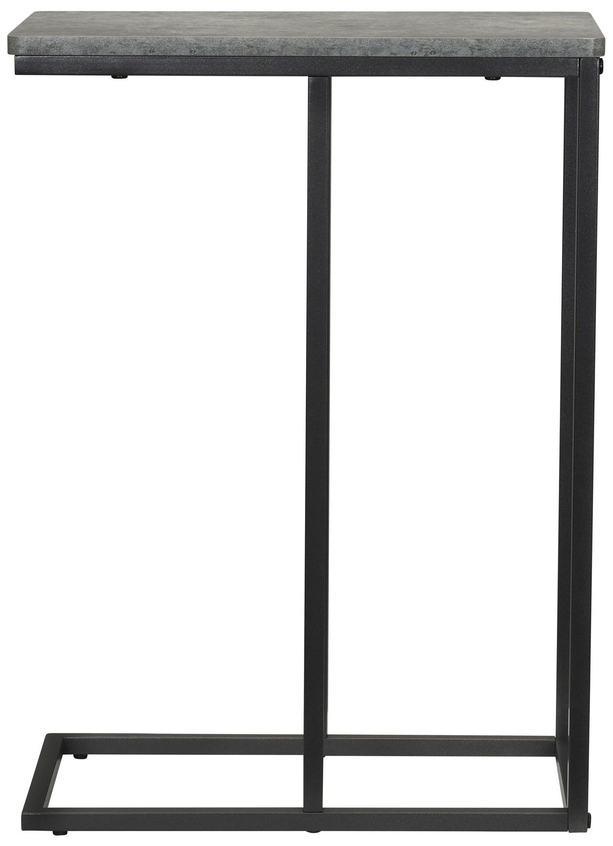 Image 7 C-Shaped Side End Table, Rustic Texture, Slate Concrete and Black Metal more views
