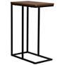 2_C-Shaped Side End Table, Walnut Wood Grain and Black Metal