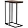 C-Shaped Side End Table, Walnut Wood Grain and Black Metal