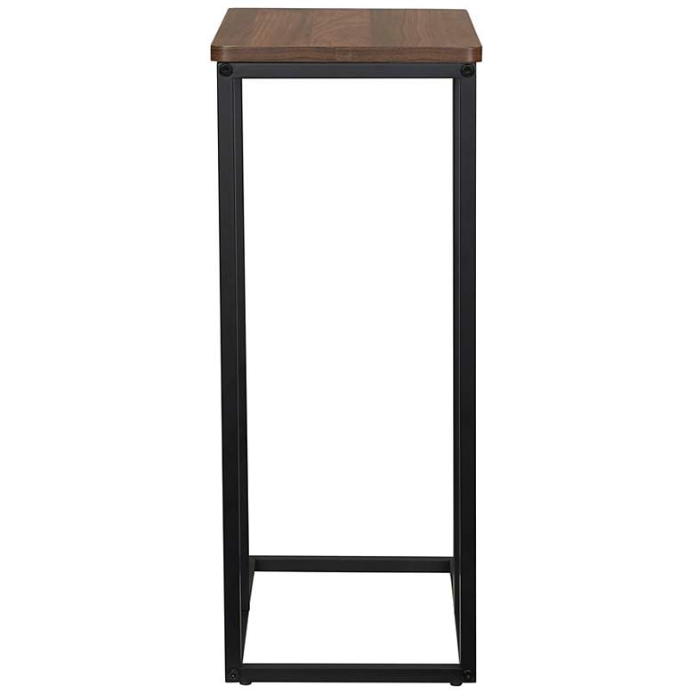 Image 6 C-Shaped Side End Table, Walnut Wood Grain and Black Metal more views