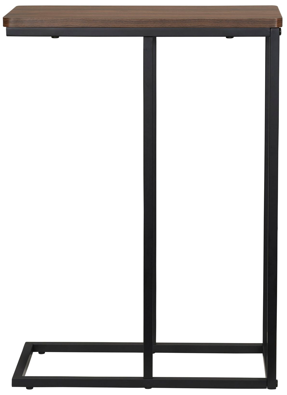 Image 7 C-Shaped Side End Table, Walnut Wood Grain and Black Metal more views