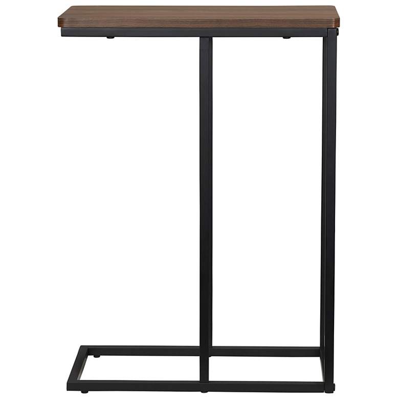 Image 7 C-Shaped Side End Table, Walnut Wood Grain and Black Metal more views