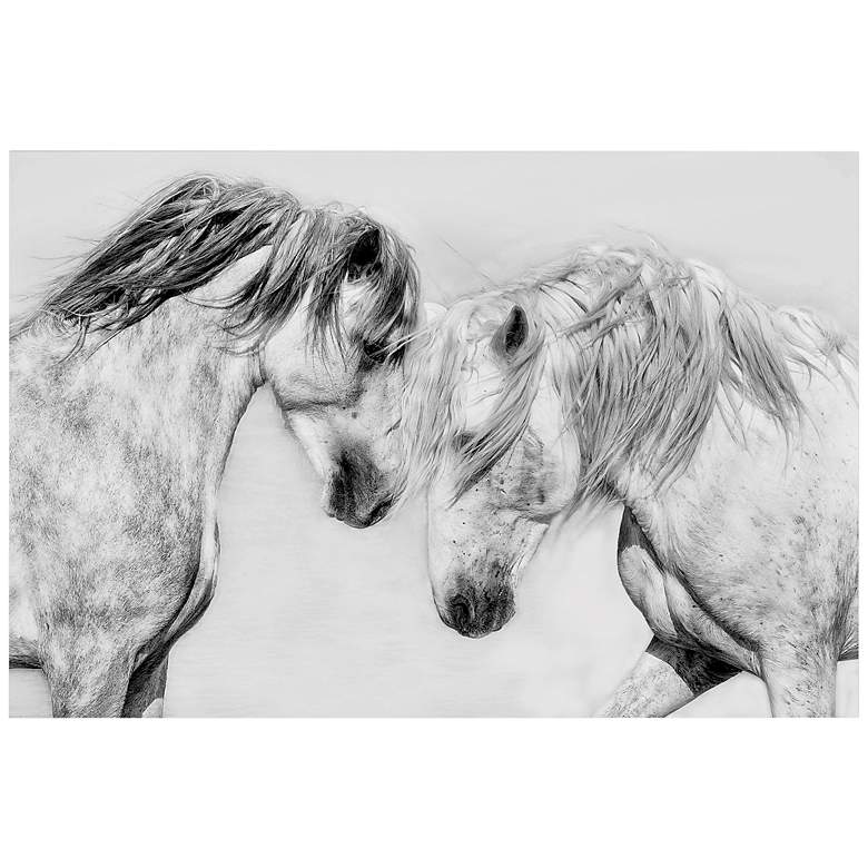 Image 2 Cabal Lo Bianco Equine 48" x 32" Printed Glass Wall Art