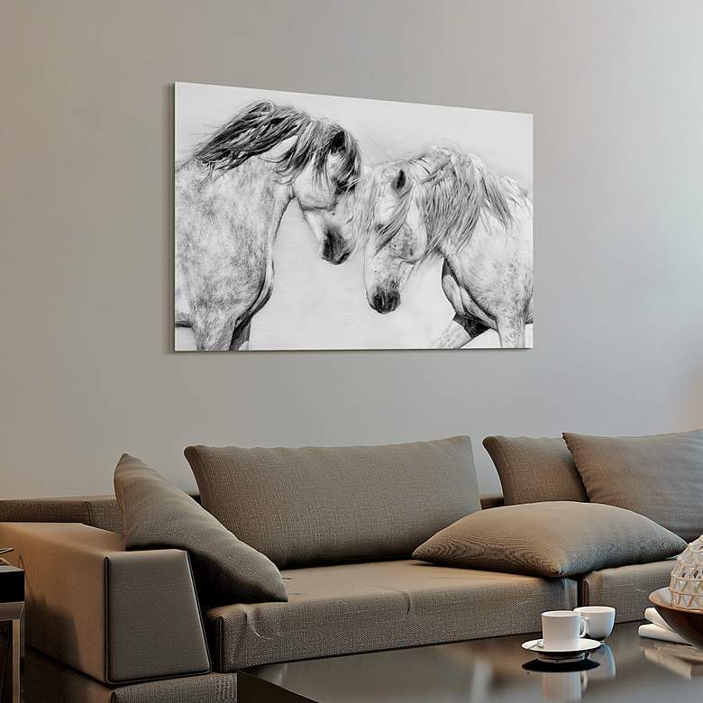 Image 4 Cabal Lo Bianco Equine 48" x 32" Printed Glass Wall Art more views