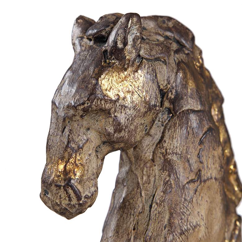 Image 4 Caballo Dorado 16 1/2"W Aged Silver w/ Gold Horse Sculpture more views