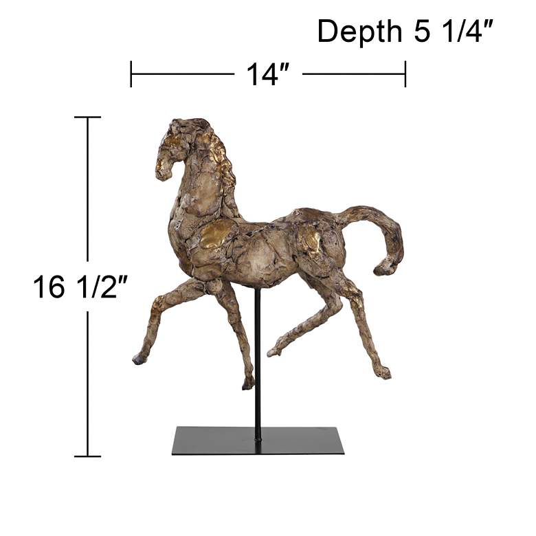 Image 5 Caballo Dorado 16 1/2"W Aged Silver w/ Gold Horse Sculpture more views