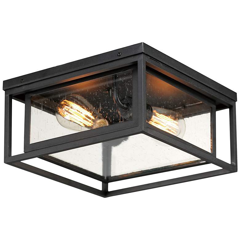 Image 2 Cabana 12" Wide Black Square Outdoor Ceiling Light