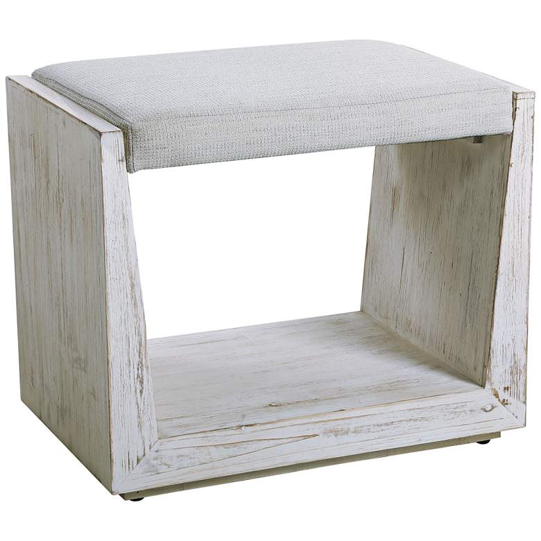 Image 2 Cabana 23 1/2 inch Wide Rustic Whitewashed Wood Small Bench