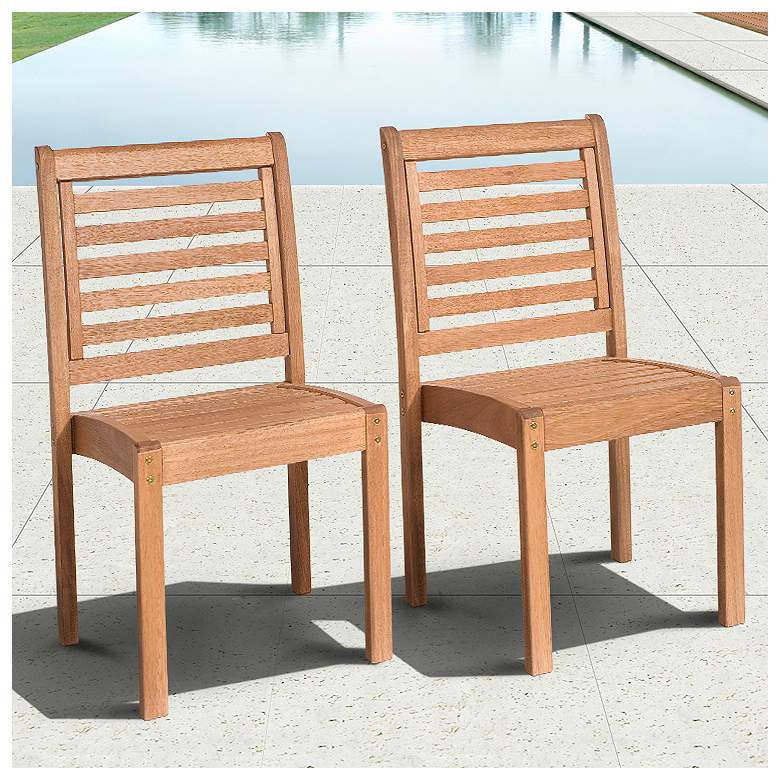 Image 1 Cabela Set of 2 Eucalyptus Stackable Patio Chairs