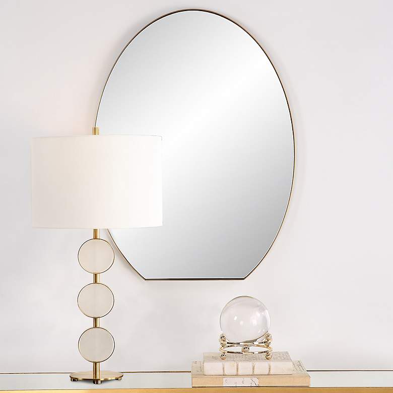 Image 2 Cabell Plated Brushed Brass 24" x 32" Oval Wall Mirror