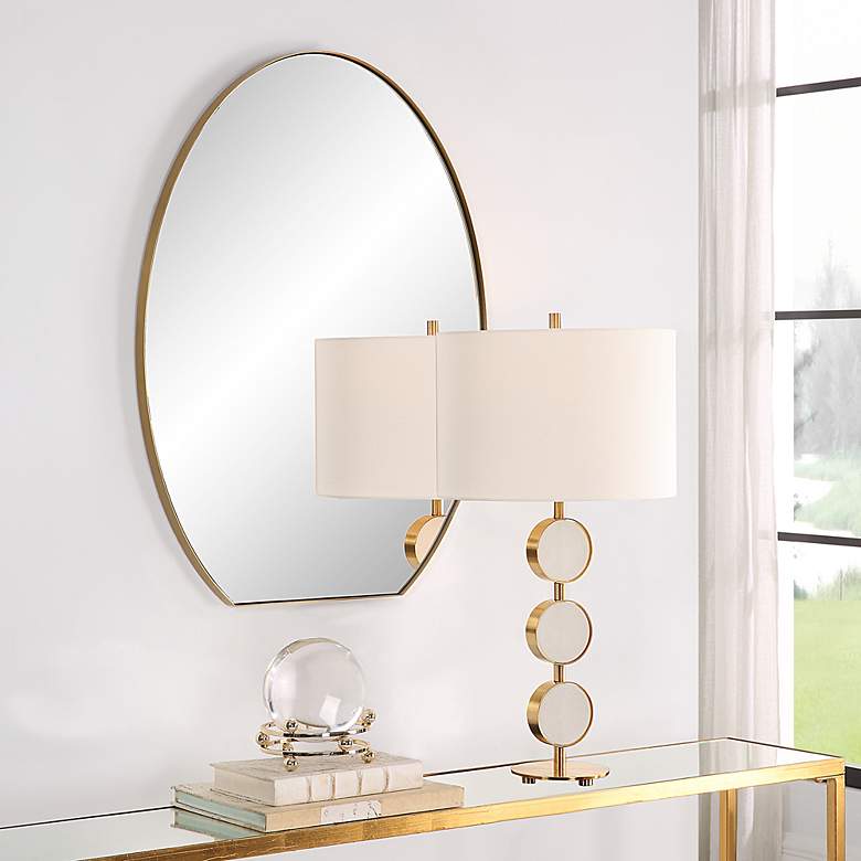 Image 4 Cabell Plated Brushed Brass 24" x 32" Oval Wall Mirror more views