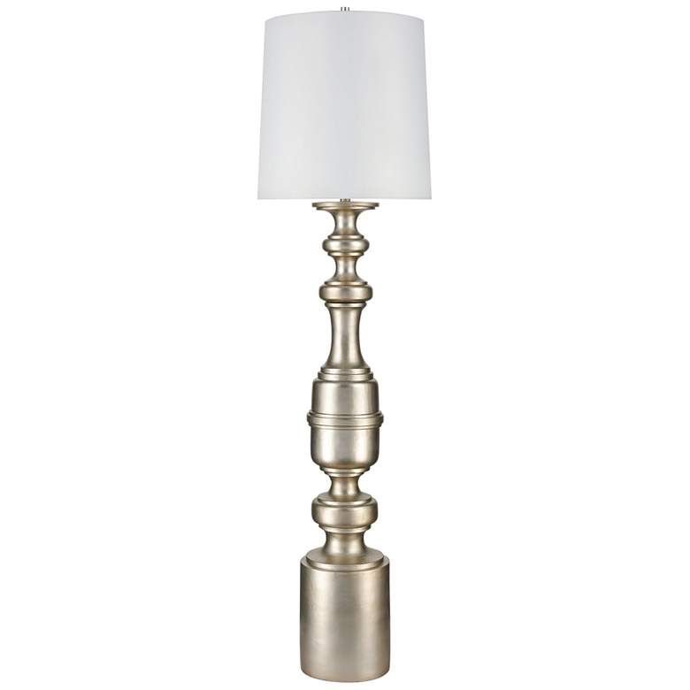Image 2 Cabello 78 inch High Antique Silver Column Floor Lamp